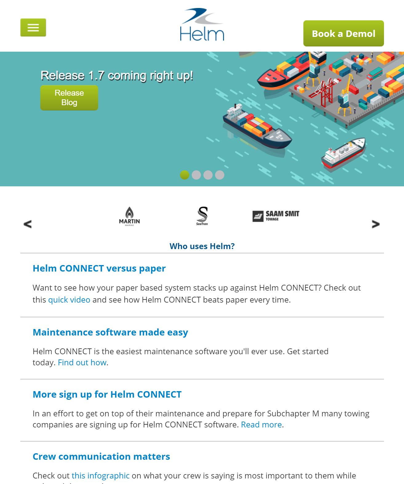 Helm Operations Website Homepage Screenshot