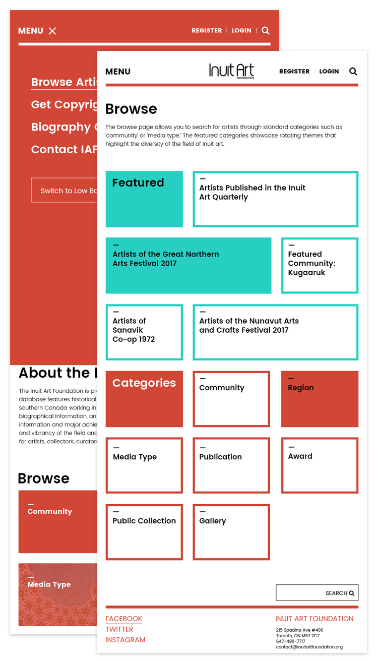 Inuit Art Foundation's website mockup