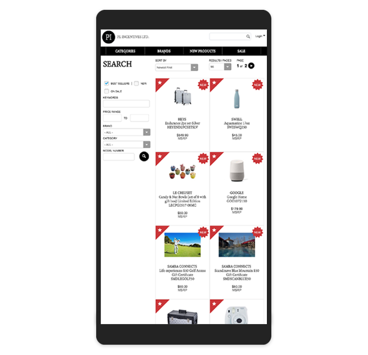 PI Incentives' website displayed on mobile